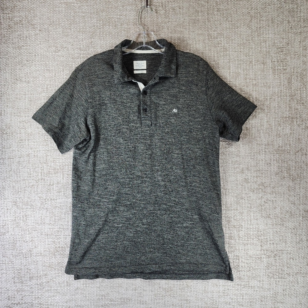 Rag & Bone NY Standard Issue Polo Shirt Mens S Gray Heather Knit Short Sleeve